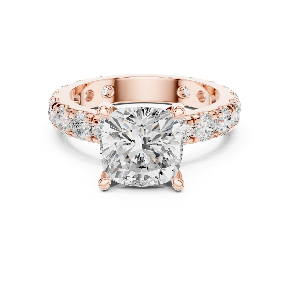 Cushion Pave Lab Grown Diamond Engagement Ring