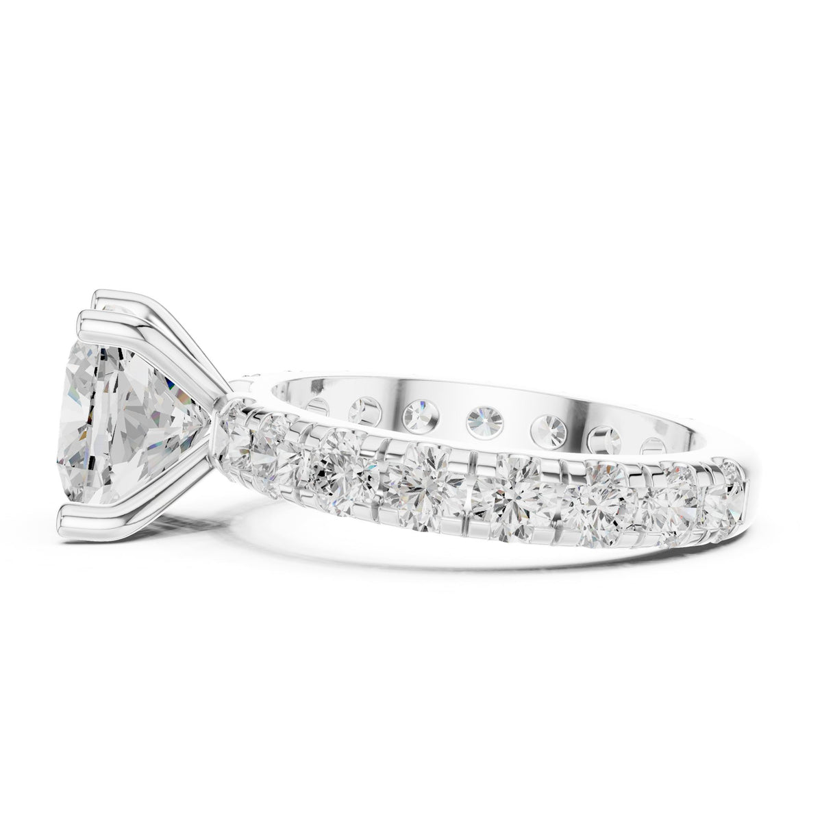 Cushion Pave Lab Grown Diamond Engagement Ring