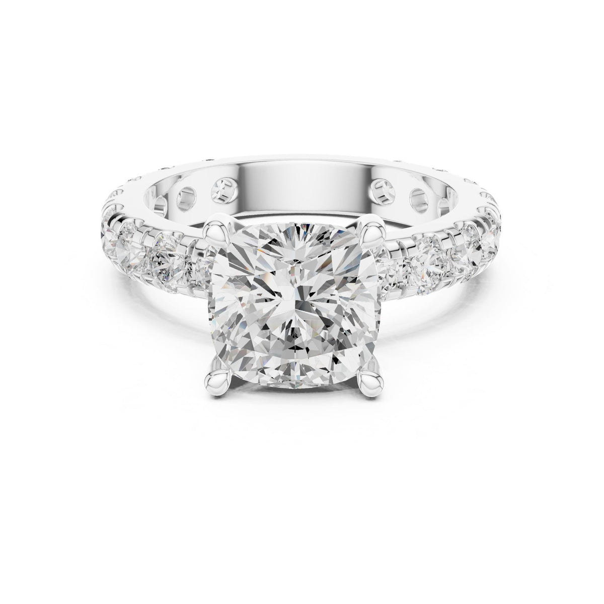 Cushion Pave Lab Grown Diamond Engagement Ring