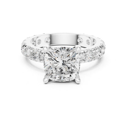 Cushion Pave Lab Grown Diamond Engagement Ring