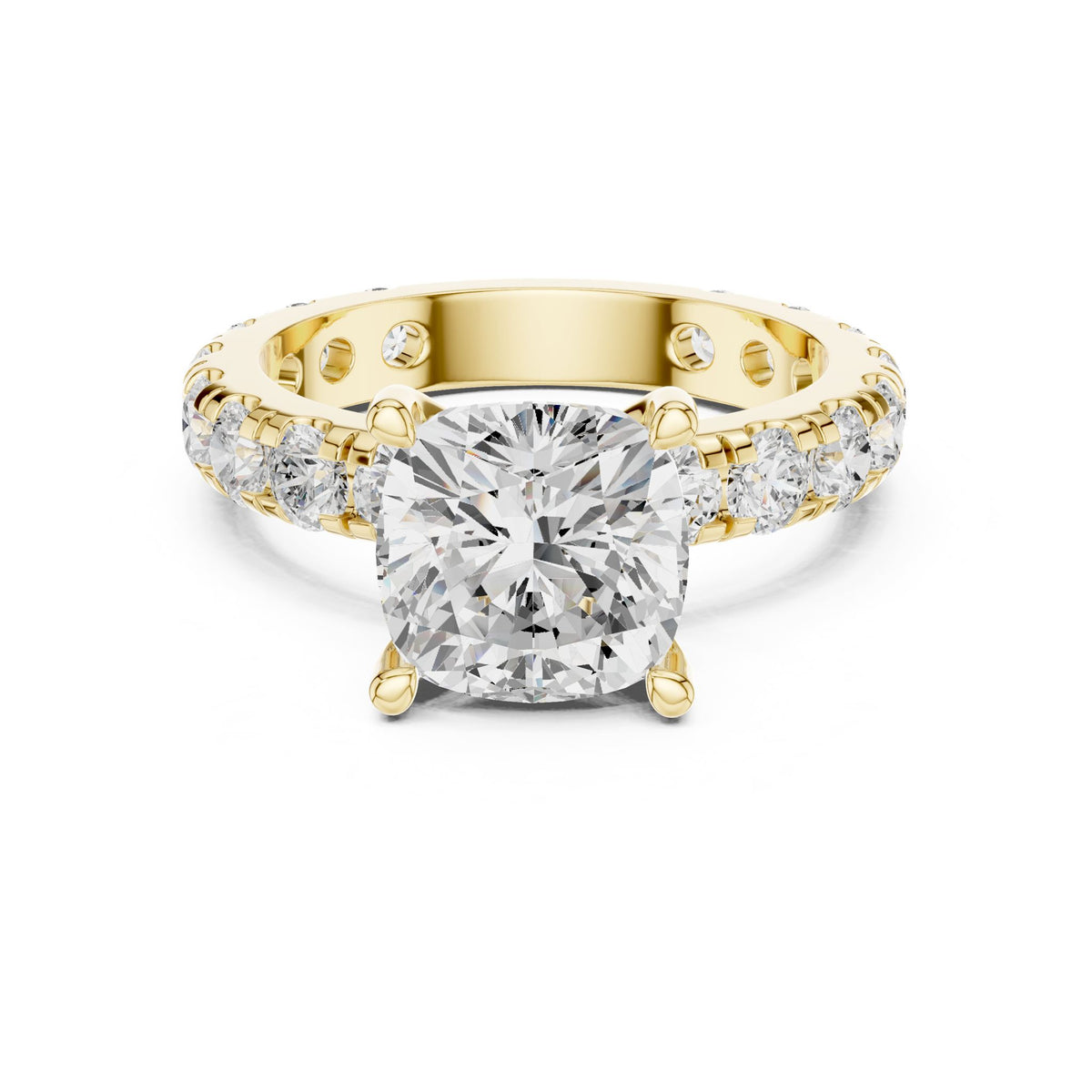 Cushion Pave Lab Grown Diamond Engagement Ring