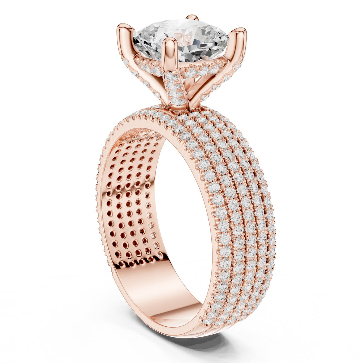 Cushion Pave Lab Grown Diamond Engagement Ring