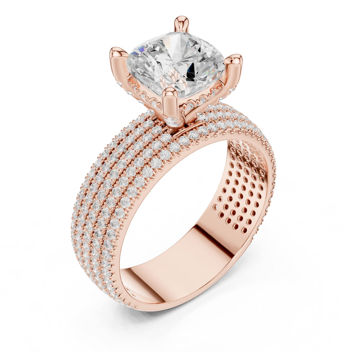 Cushion Pave Lab Grown Diamond Engagement Ring