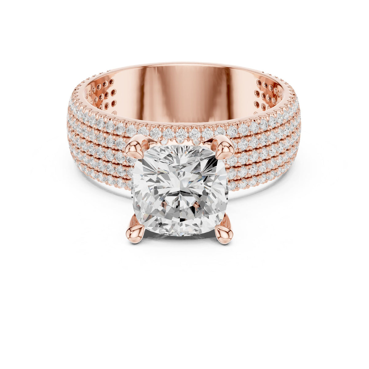 Cushion Pave Lab Grown Diamond Engagement Ring