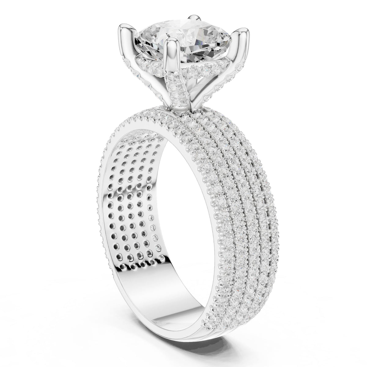 Cushion Pave Lab Grown Diamond Engagement Ring
