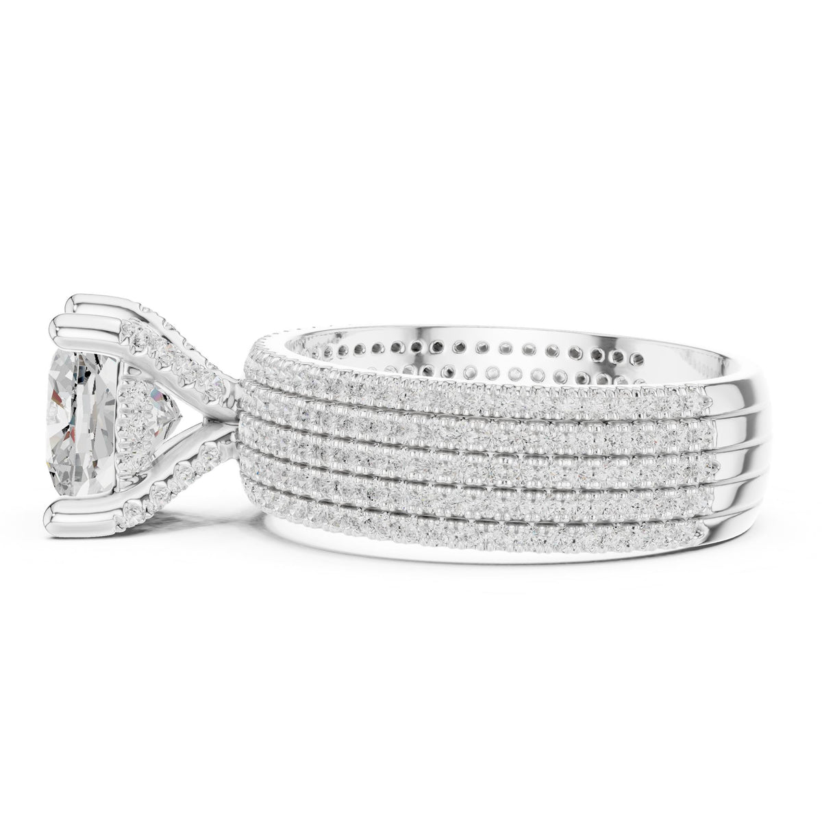 Cushion Pave Lab Grown Diamond Engagement Ring
