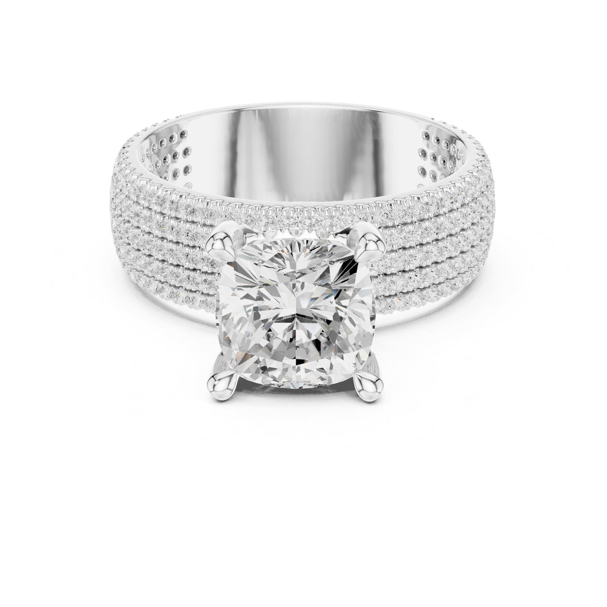 Cushion Pave Lab Grown Diamond Engagement Ring