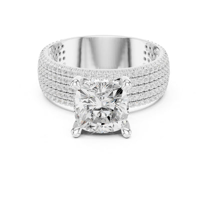 Cushion Pave Lab Grown Diamond Engagement Ring
