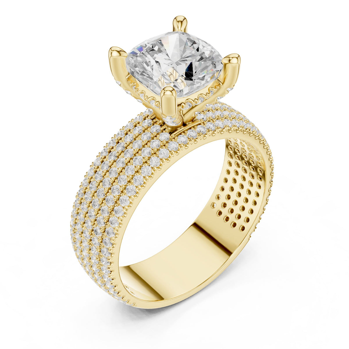 Cushion Pave Lab Grown Diamond Engagement Ring
