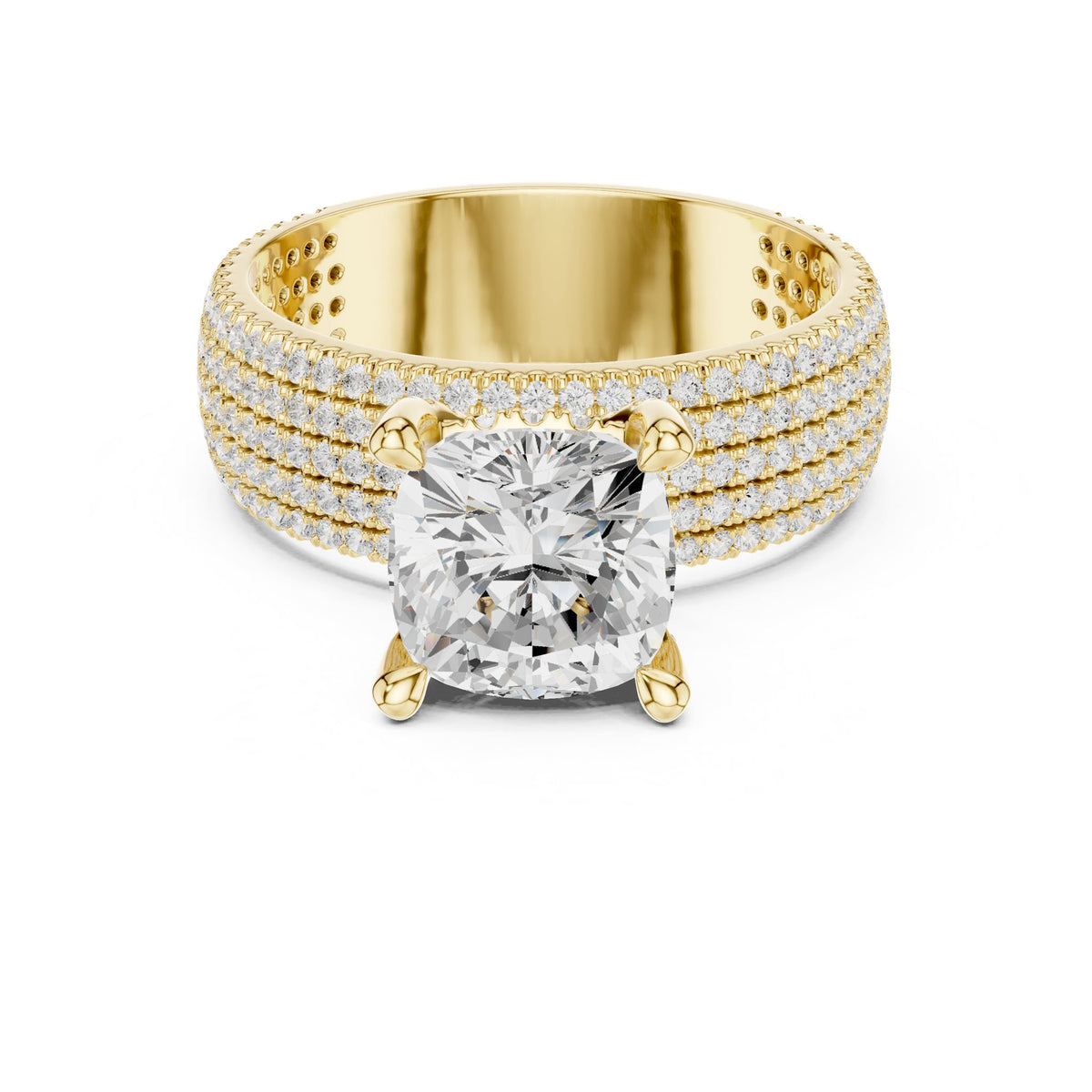 Cushion Pave Lab Grown Diamond Engagement Ring