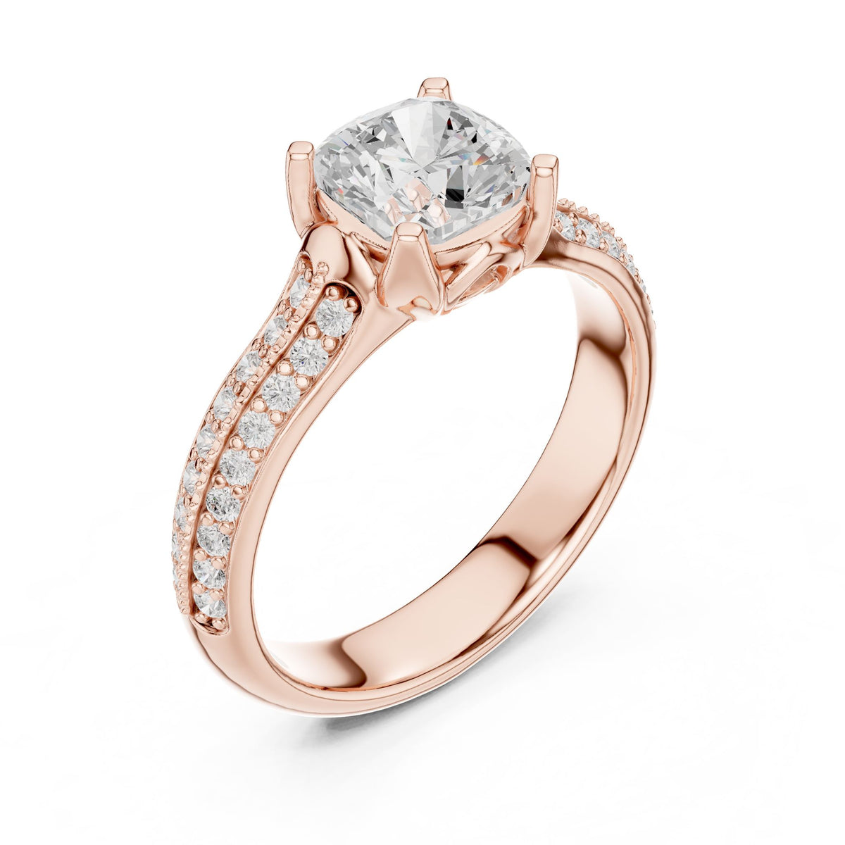 Cushion Pave Lab Grown Diamond Engagement Ring