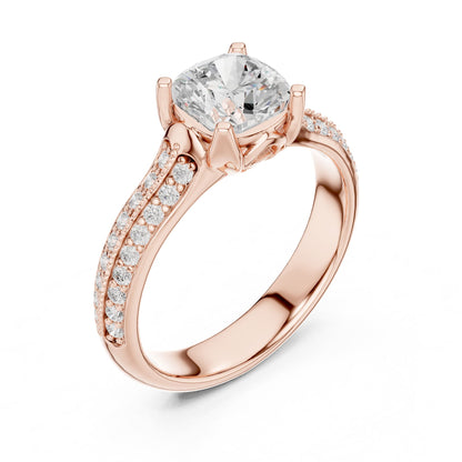Cushion Pave Lab Grown Diamond Engagement Ring