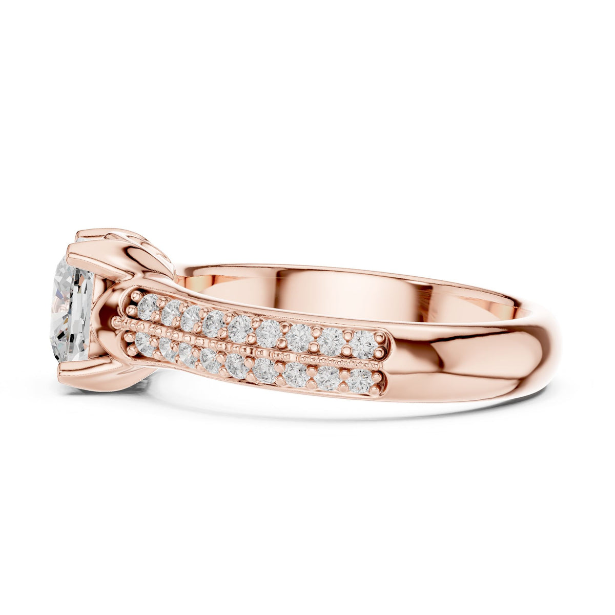 Cushion Pave Lab Grown Diamond Engagement Ring