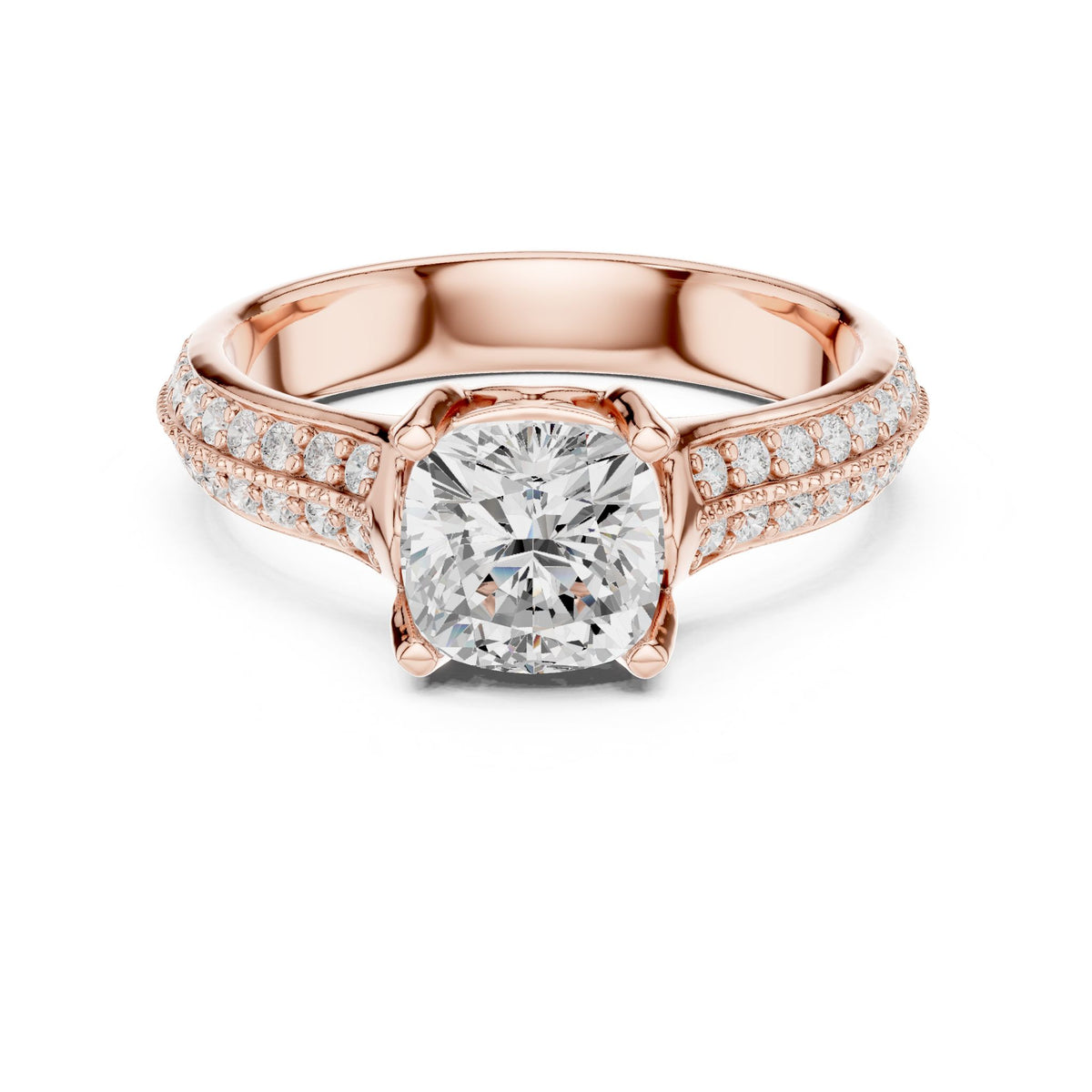 Cushion Pave Lab Grown Diamond Engagement Ring