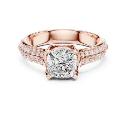 Cushion Pave Lab Grown Diamond Engagement Ring