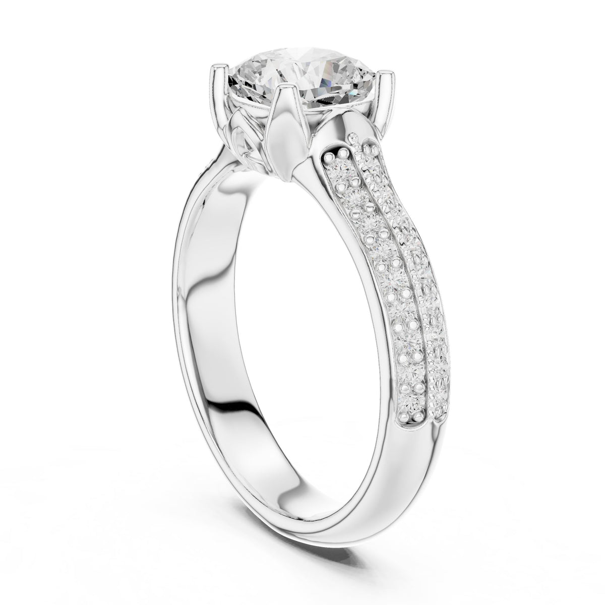Cushion Pave Lab Grown Diamond Engagement Ring