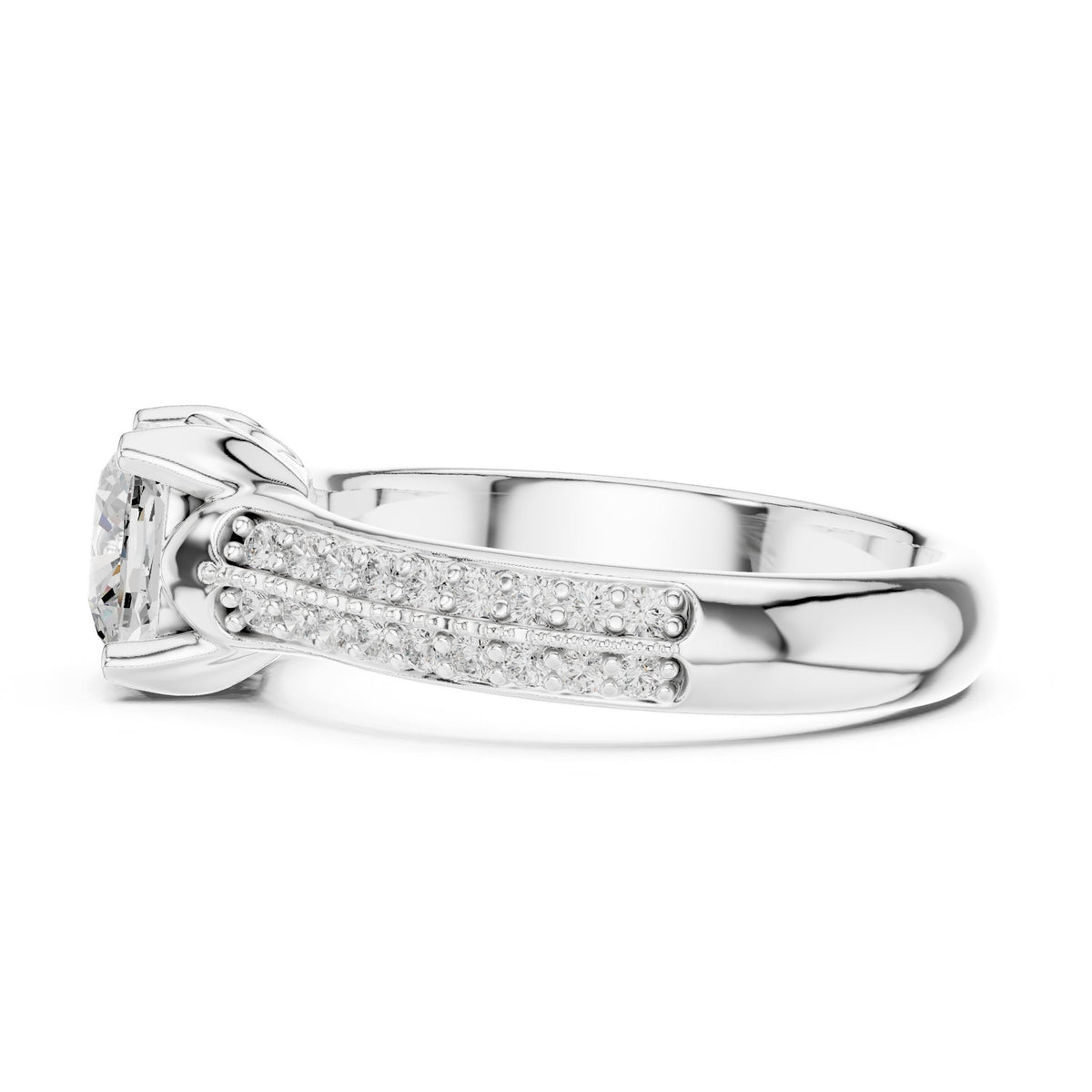 Cushion Pave Lab Grown Diamond Engagement Ring