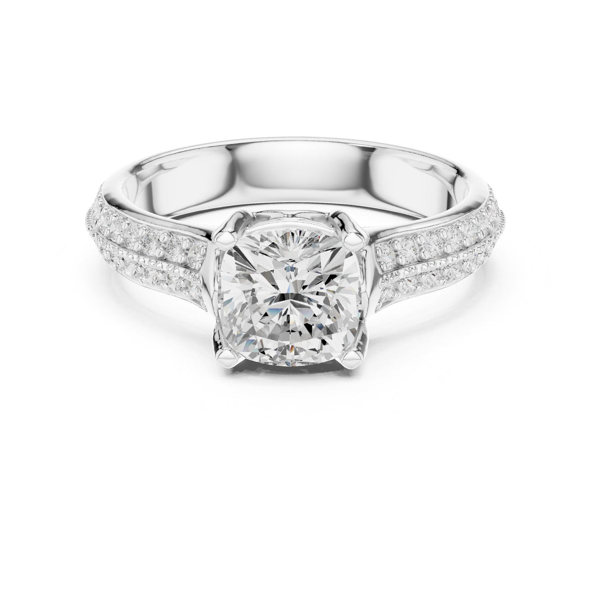 Cushion Pave Lab Grown Diamond Engagement Ring