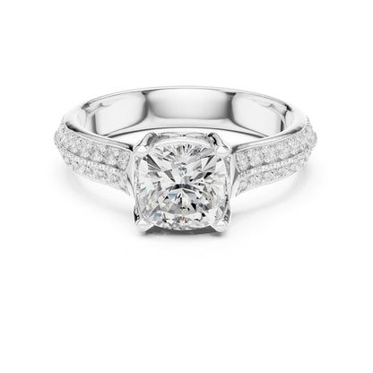 Cushion Pave Lab Grown Diamond Engagement Ring