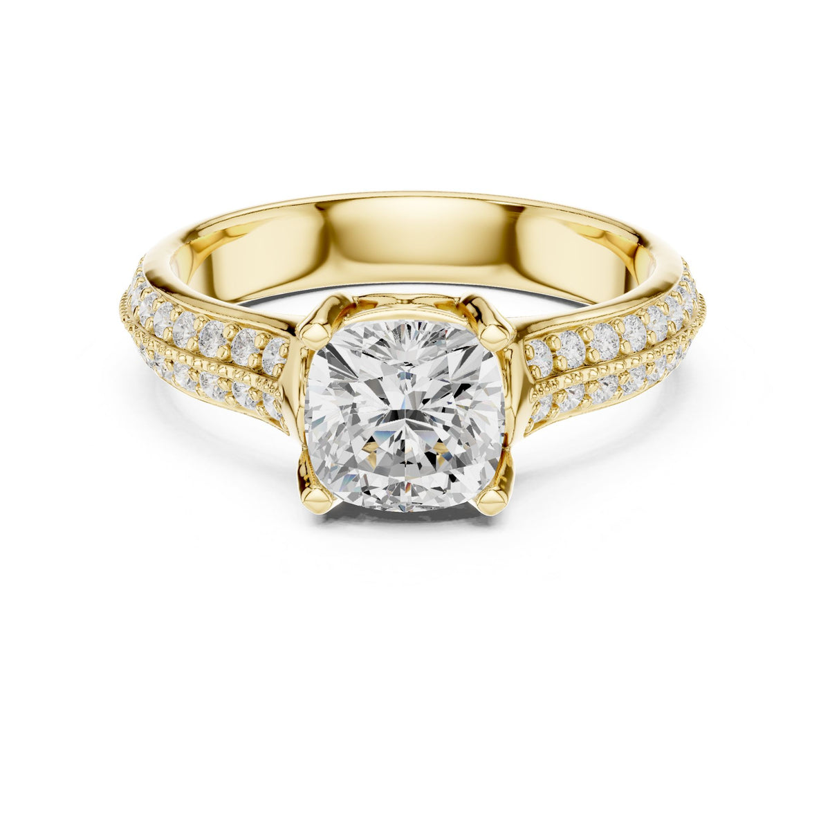 Cushion Pave Lab Grown Diamond Engagement Ring