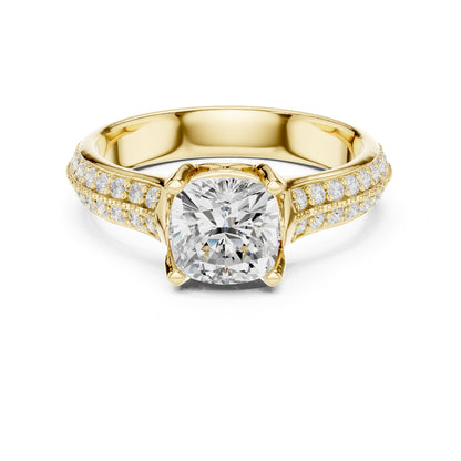 Cushion Pave Lab Grown Diamond Engagement Ring