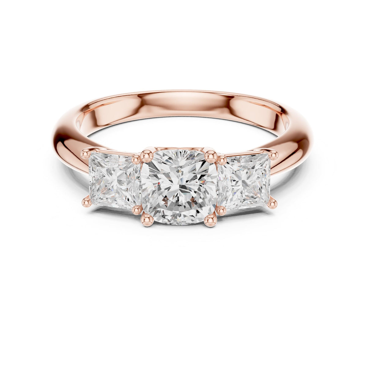 Cushion Three Stone Lab Grown Diamond Engagement Ring