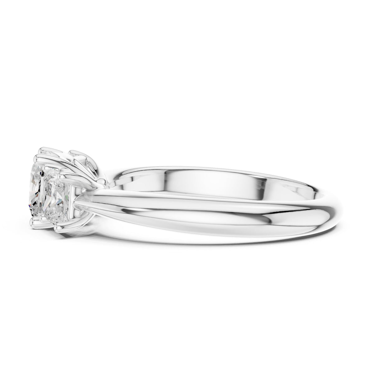 Cushion Three Stone Lab Grown Diamond Engagement Ring