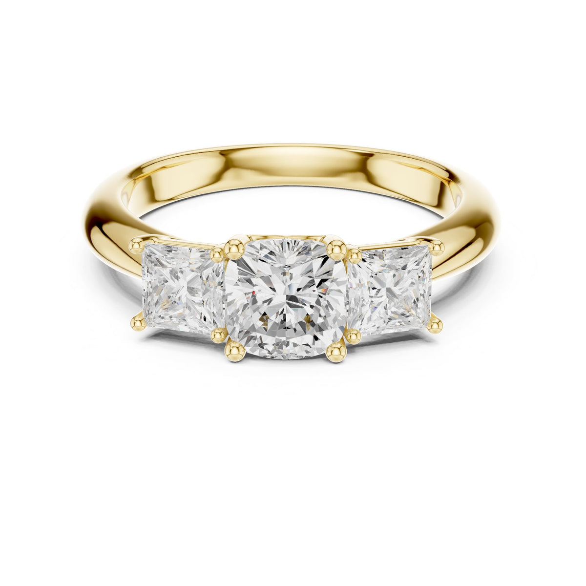 Cushion Three Stone Lab Grown Diamond Engagement Ring