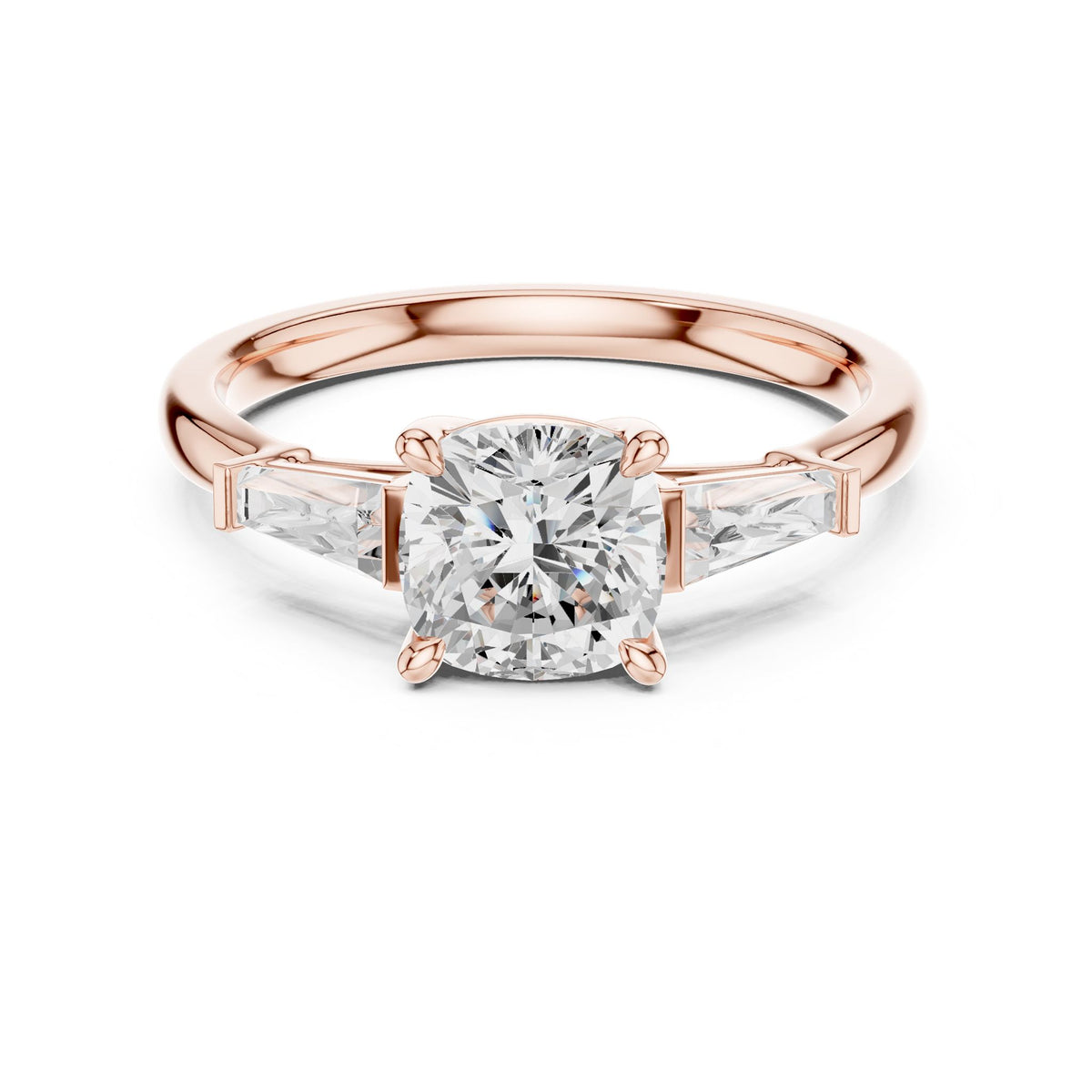 Cushion Three Stone Lab Grown Diamond Engagement Ring