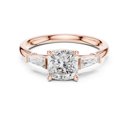 Cushion Three Stone Lab Grown Diamond Engagement Ring