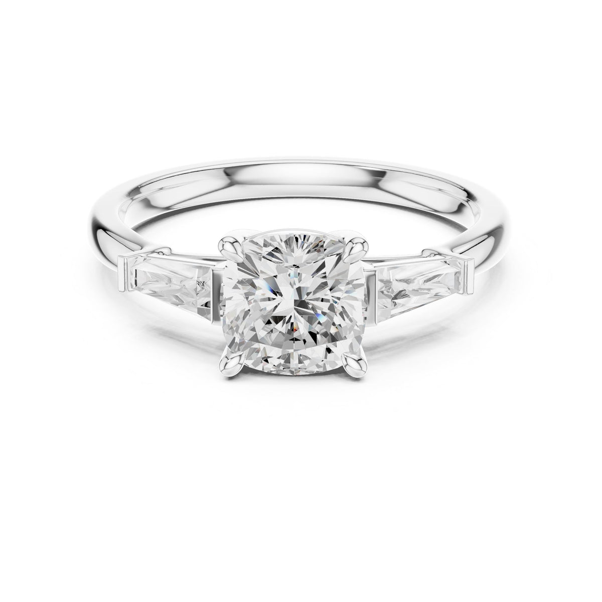 Cushion Three Stone Lab Grown Diamond Engagement Ring