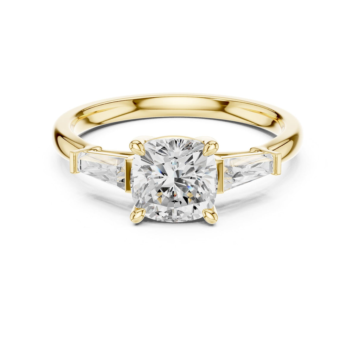 Cushion Three Stone Lab Grown Diamond Engagement Ring