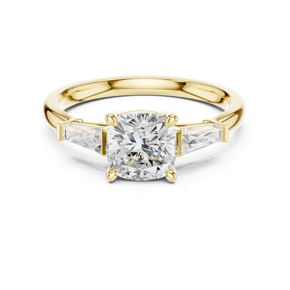 Cushion Three Stone Lab Grown Diamond Engagement Ring
