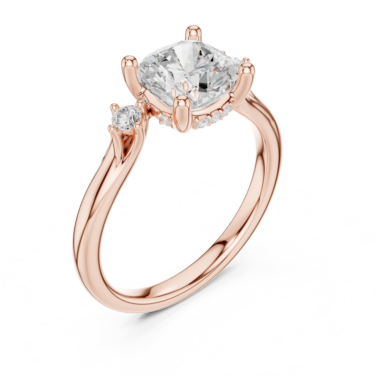 Cushion Three Stone Lab Grown Diamond Engagement Ring