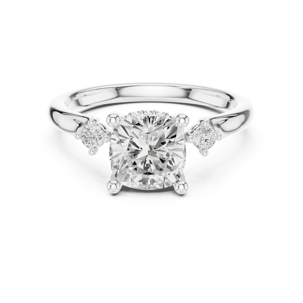 Cushion Three Stone Lab Grown Diamond Engagement Ring