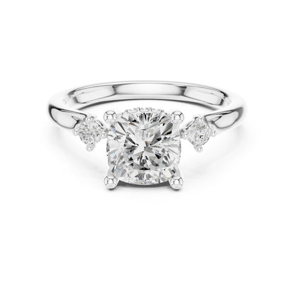 Cushion Three Stone Lab Grown Diamond Engagement Ring