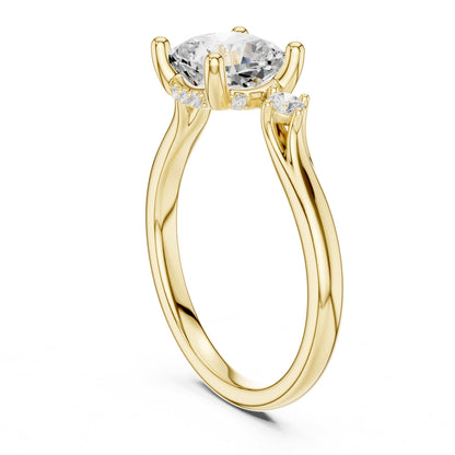 Cushion Three Stone Lab Grown Diamond Engagement Ring