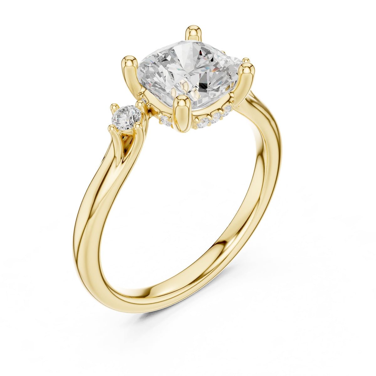 Cushion Three Stone Lab Grown Diamond Engagement Ring