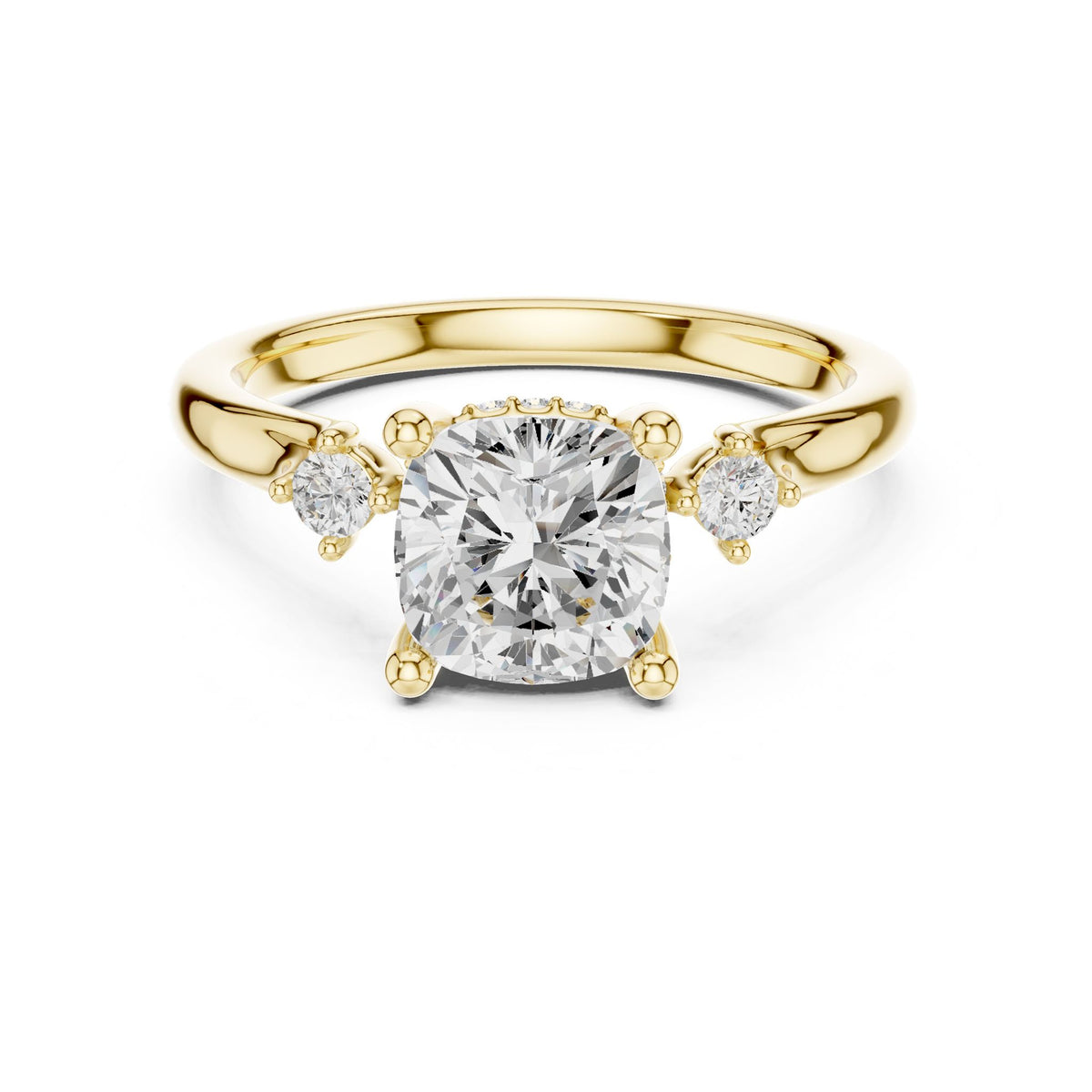 Cushion Three Stone Lab Grown Diamond Engagement Ring