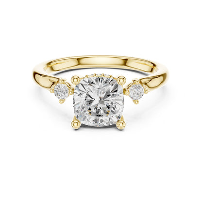 Cushion Three Stone Lab Grown Diamond Engagement Ring