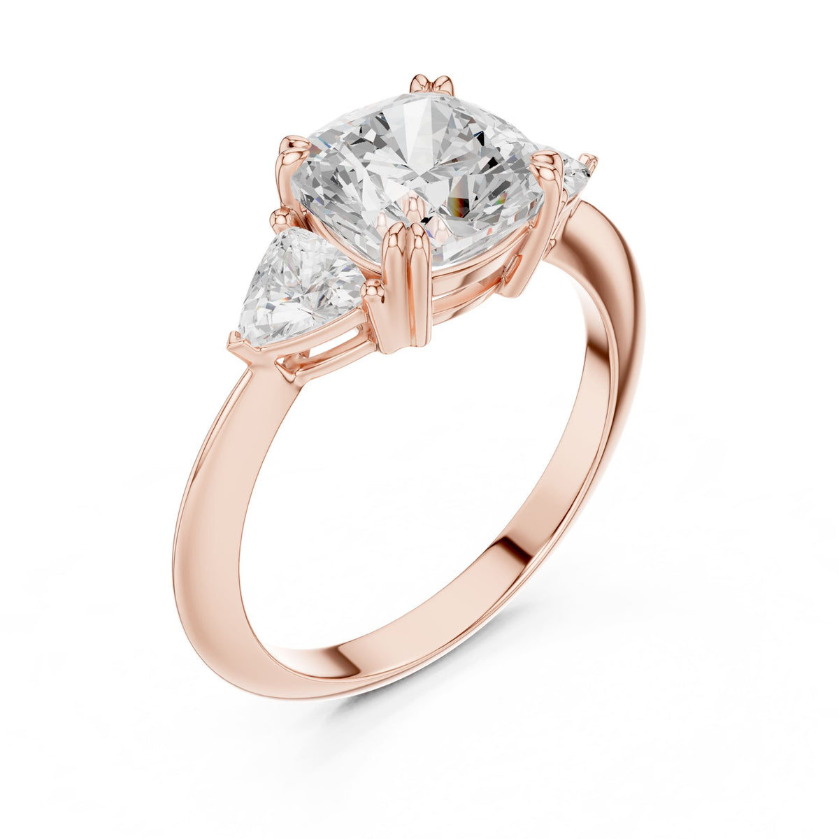 Cushion Three Stone Lab Grown Diamond Engagement Ring