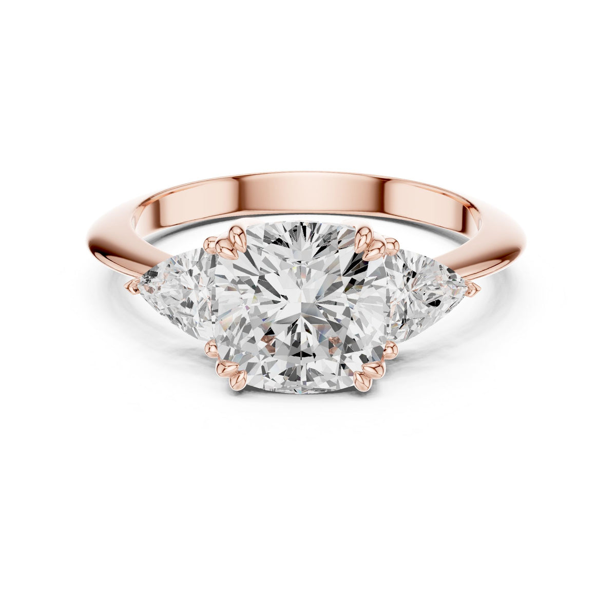 Cushion Three Stone Lab Grown Diamond Engagement Ring