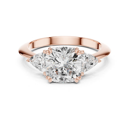 Cushion Three Stone Lab Grown Diamond Engagement Ring