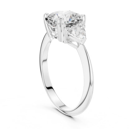 Cushion Three Stone Lab Grown Diamond Engagement Ring