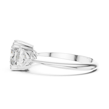 Cushion Three Stone Lab Grown Diamond Engagement Ring