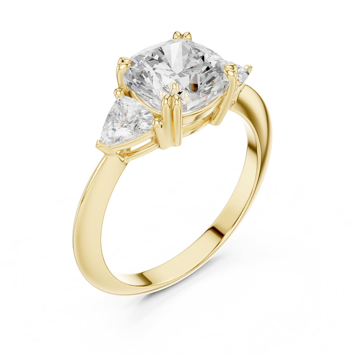 Cushion Three Stone Lab Grown Diamond Engagement Ring