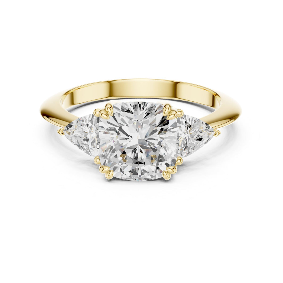 Cushion Three Stone Lab Grown Diamond Engagement Ring