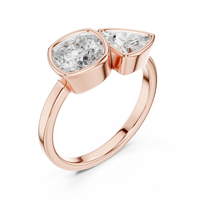 Cushion Three Stone Lab Grown Diamond Engagement Ring