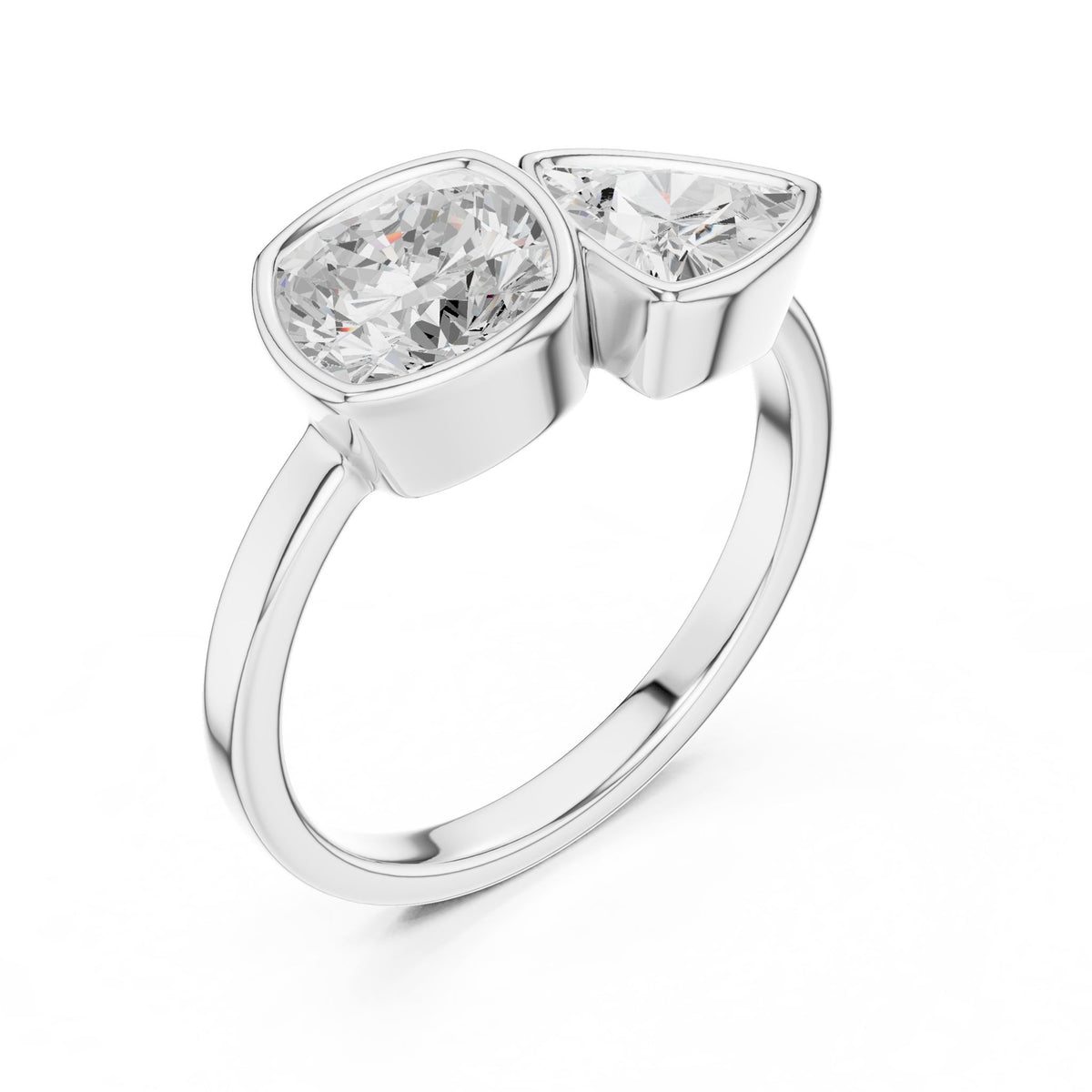 Cushion Three Stone Lab Grown Diamond Engagement Ring