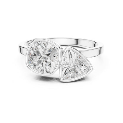 Cushion Three Stone Lab Grown Diamond Engagement Ring